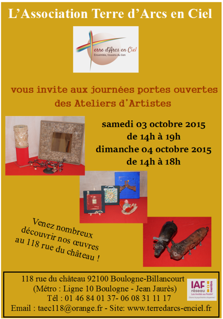 Affiche portes ouvertes ateliers d'artistes 03 et 04 octobre 2015