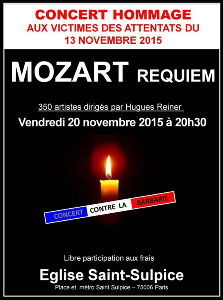 Concert Hugues reiner le 20 novembre 2015
